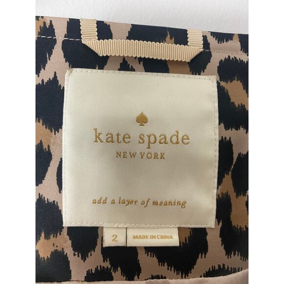 KATE SPADE TRENCH COAT JACKET CHEETAH ANIMAL PRINT LONGLINE BELTED OLD MONEY - Picture 4 of 11